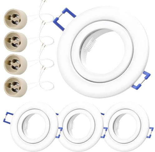 HPiano 4er Einbaustrahler Gu10,Led Einbaurahmen Spot,GU10 Fassung für LED Halogen,Rahmen mit GU10 Fassung,Moderne Einbaustrahler Rahmen,GU10 Fassung für LED oder Halogen Leuchtmittel