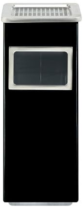 Posacenere 2 In 1 Da Terra In Acciaio Inox Per Esterno Con Gettacarte Rotondo O Rettangolare Con Secchio Cestino Professionale Gettacarte Spazzatura Casa Ufficio Bar Ristoranti - (2ModNero)