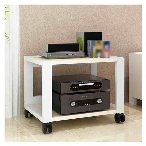 Support Audio, Support multimédia Audio, étagère AV Mobile à 2 Niveaux, Support multimédia pour Support Audio, Support pour Lecteur DVD, pour Consoles de Jeu, Platine Vinyle, Meuble multiméd