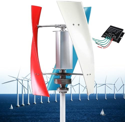 YSXXIAN Aerogenerador Vertical silencioso de 3 aspas, 12 V, 24 V, 48 V, 110 V, 220 V, 14 000 W, para Uso doméstico, con Controlador MPPT, 220 V, Color Blanco