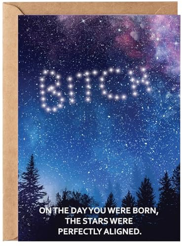 Gelid On The Day You Were Born, The Stars Were Perfectly Aligned - Funny Happy Birthday Cards for Women Her Sister - Humorous Thinking of You Gift Idea Best Friend - Bday Card for Bestie Girlfriend