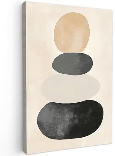 MuchoWow© Bilder Groß XXL Wohnzimmer Deko Modern Wandbild Kunstdruck | 80x120 cm - Leinwand Bild Schlafzimmer über Bett Room Decor Geschenke Japandi - Wabi-Sabi - Beige
