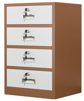 HanDpi Aktenschrank aus Metall mit verstellbaren Regalen, abschließbarer Lagerschrank für das Home-Office, braun, 4 Schubladen