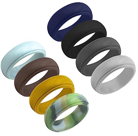 GALPADA 8 Stück Silikon Fingerringe Sport Outdoor Flexibel Bunte Ringe Für Herren Fingerschmuck Zum Training Radfahren Schwimmen