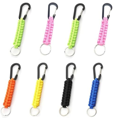 Granmagazz Portachiavi Paracord Con Moschettone, 8 Pezzi Robusto Portachiavi in Paracord di Sopravvivenza Militare per Uomo Donna Campeggio Escursionismo All'aperto