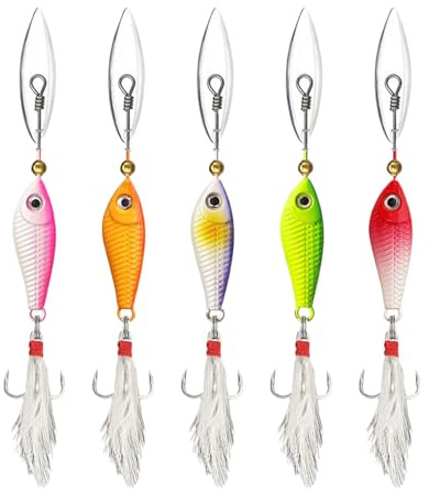 Fiske lockar skedar, fiskspinnar betar 5x badbetar lockar för bas med