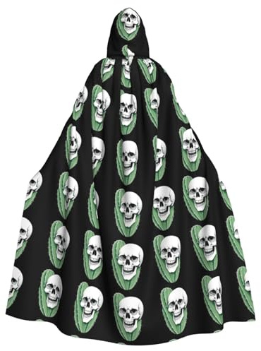 YYHWHJDE Skull under cactus Picture Halloween Adult Hooded Cloak for Role-Playing, Costumes, and Theme Parties