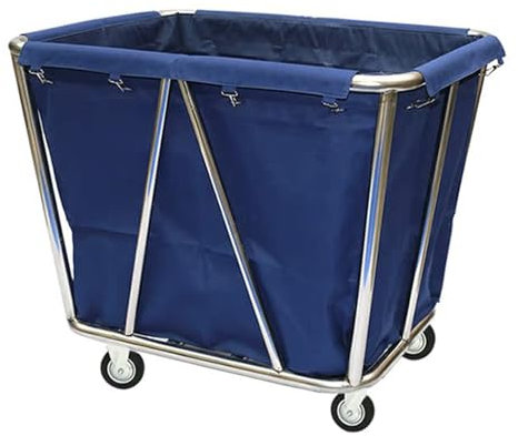 GBPLDMAQ Wäschewagen mit Rollen Stabiles Metallmaterial, Reinigungswagen Gewerbe mit Abnehmbaren Stoffbeuteln, Großes Fassungsvermögen und Bodentragfähigkeit mit Lenkrollen(Blue)