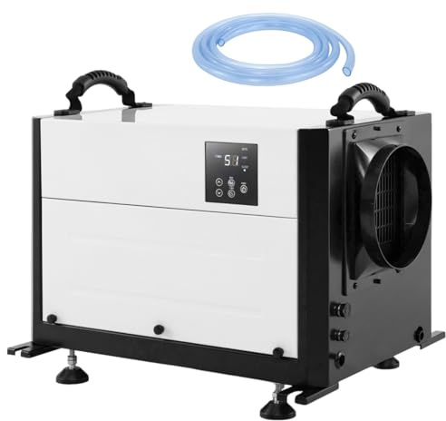 HOMFME 50L/Day Commercial Dehumidifier, Compressor Dehumidifier with 24H Timer, Auto Defrost, Sleep Mode, Memory Restart, Drain Hose, Industrial Building Air Dryer for Home Basement Warehouse (White) | Compressor Dehumidifier with 24H Timer, Auto Defrost, Sleep Mode, Memory Restart, Drain Hose, Industrial Building Air Dryer