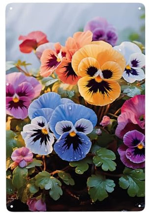Funny Wall Decor Metal Signs Pansy Flowers Garden Sign Decor Outdoor Hanging Vintage Yard Decorative Metal Sign for Farmhouse Home Horror Theme Bar Decor Tin Signs Gifts