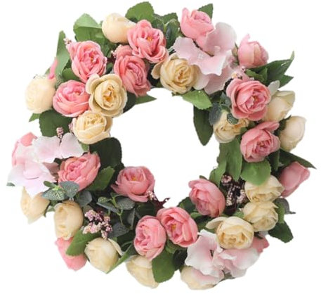 Cabilock 1 Pz Ghirlanda Artificiale Stoffa per Decorazioni Atmosfera Matrimoni e Rosa Beige