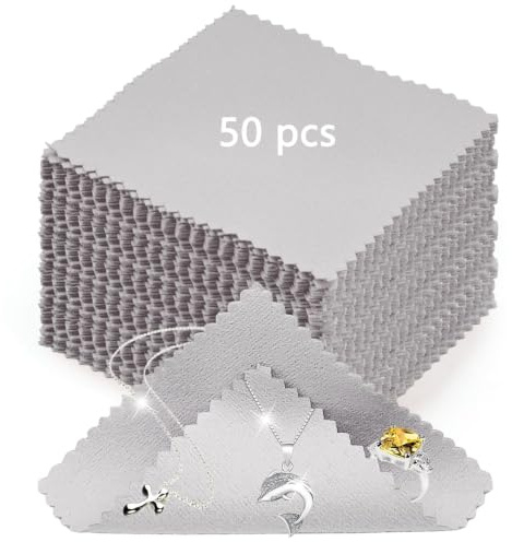 50 paños de pulido de plata, paño de limpieza de gamuza de doble cara para protección de superficies de plata y joyas, paño de limpieza ligero y portátil para uso a largo plazo