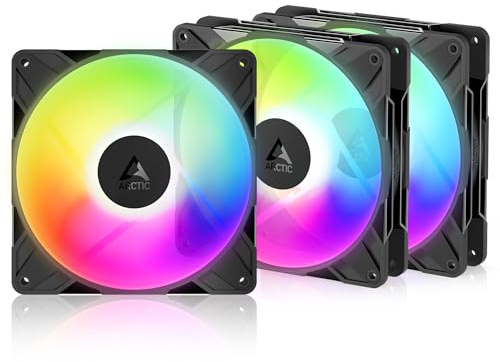 ARCTIC P14 Pro Reverse A-RGB – 3 Pack – 140 mm Premium-Lüfter mit Reverse Airflow, PWM-Lüfter mit Y-Kabelsplitter, 400-2650 rpm, 0 rpm <5% PWM, 5V Digital RGB, Hydrodyn. Gleitlager, 4-Pin - Schwarz