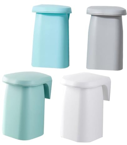 LIFKOME Set Porta Spazzolini da Denti e Bicchieri Magnetici da Parete 4 Pezzi Porta Bicchiere da Parete Ventilato in Plastica Ecologica Piccolo e Salvaspazio per Bagno e Wc