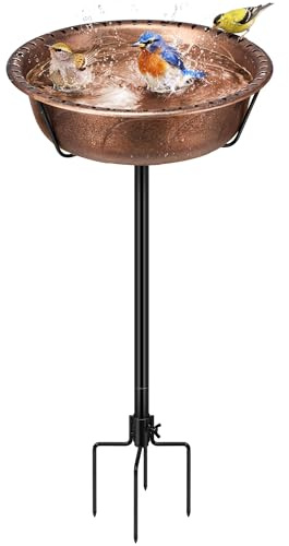 VIVOHOME 35In Vogelbad für den Garten,Vogeltränke Stehend, Antike Bronze | Edles Design mit metallischer Vintage-Optik. Vollkommen frostsicher sowie winterfest. Geeignet als stabile Vogeltränke.