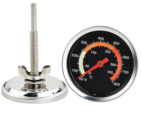 Ugnstermometer, grilltermometrar i rostfritt stål, för trärökare, grill, BBQ, kök, Ø 60 mm ratt, 10-425 ℃/50–800 ℉