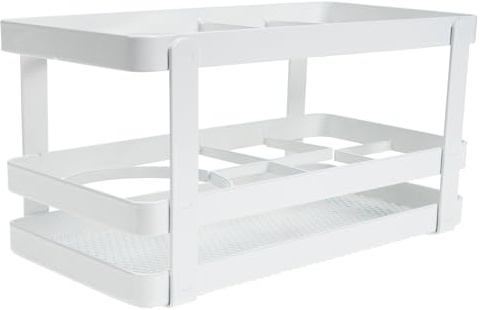 VILLCASE Support pour Sèche-Cheveux en Fer Étagère de Bureau Multifonction Rangement pour Sèche-Cheveux et Accessoires de Coiffure Support Stable et Compact pour Salle de Bain et