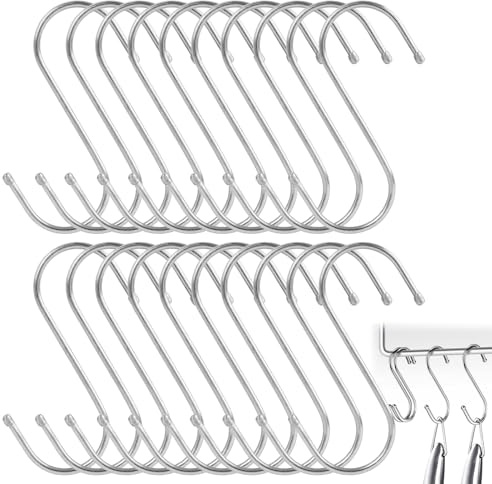 20PCS S Haken 9cm, Fleischerhaken, Zum Aufhängen Aus Edelstahl Für Küche Badezimmer Schrank Garten Und Haushalt Vielseitige Haken Zum Einhängen Für Ordnung Und Flexible Aufbewahrungslösungen