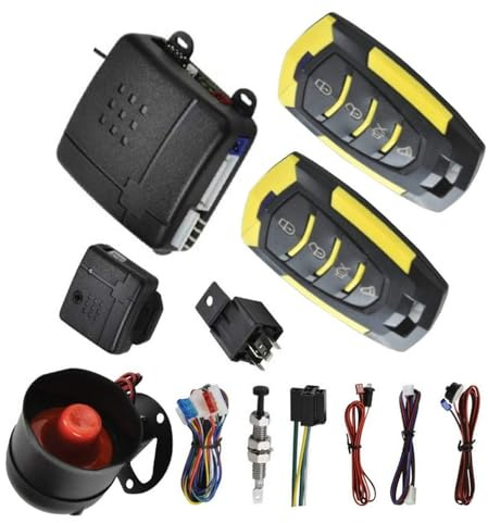 Riloer Sistema universal de protección de seguridad de alarma de coche, sistema de bloqueo de puerta con 2 mandos a distancia, compatible con la mayoría de vehículos