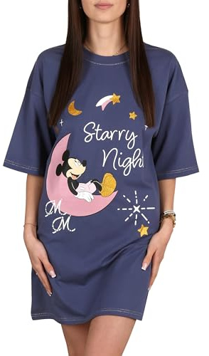 Disney Camicia da Notte da Donna, 100% Cotone, Maglietta da Notte per L'Estate (Disney Mickey Mouse, L)