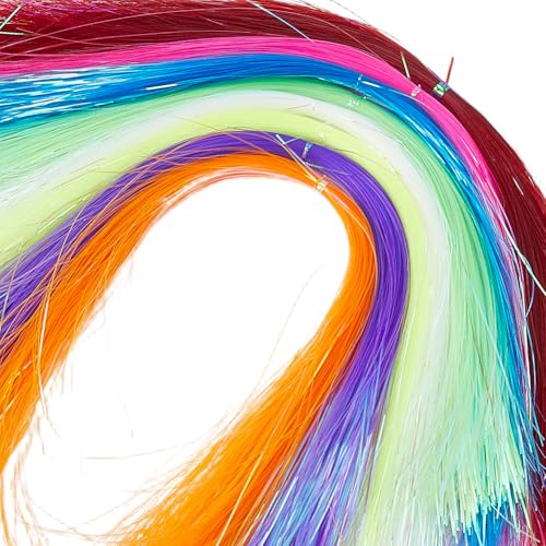 SUPERFINDINGS 2800 Pezzi Materiale di Montaggio di Mosche Cristallo Flashabou 0,5 mm di Larghezza Fili da 15 a 20 cm di Lungo 8 Colori Misti per la Fabbricazione di Esche Streamer Nylon Pesca in Mare