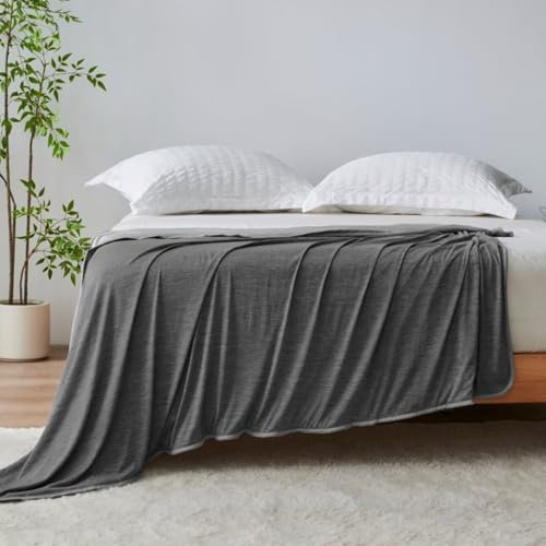 Lions Cooling Blanket for Hot Sleepers - Extra Large Soft Reversible Cool Fleece Throw for Couch Bed Chair Sofa, Lightweight Breathable Summer Camping Blankets, Charcoal, 130x170cm, 100% Polyester