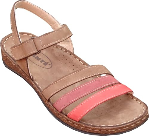 SANTE' - Confort senza limiti - ALICE - SANDALO DONNA IN PELLE CON SOTTOPIEDE ANATOMICO - FLESSIBILE E MOLTO CONFORTEVOLE - FANGO 36