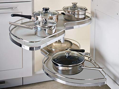 SOTECH Kesseböhmer Eckschrank Schwenkauszug LeMans II 450 mm Links | Eckschrank Beschlag inkl. Antirutschmattenset Orga-Grip Silbergrau von SOTECH