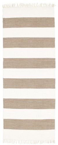 RugVista Cotton Stripe Teppich, 80 x 200 cm, Braun | Kelim, Rechteckig, Mittlerer Stapel, Nur chemische Reinigung