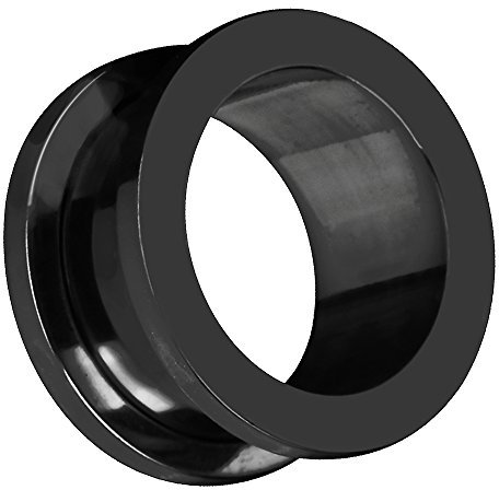 Piersando Flesh Tunnel Ohr Plug Piercing Farbige Ohrpiercing Schraub Edelstahl Ohrtunnel Creole 12mm Schwarz