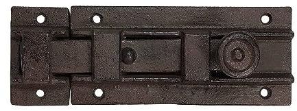 zeitzone Rustikaler Türriegel Schlossriegel Schieberiegel Gusseisen Antik-Braun 20cm