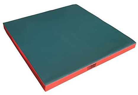 NiroSport Turnmatte Weichbodenmatte für Gymnastik & Yoga Sportmatte für Turnhallen Fitnessmatte aus abwaschbarem Kunstleder (100 x 100 cm, Grün/Rot)
