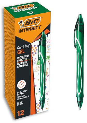 BIC Deutschland DeutschlandGel-ocity Quick Dry Gel-Roller Medium in Grün – 12er Set, 964771, 12 unidades