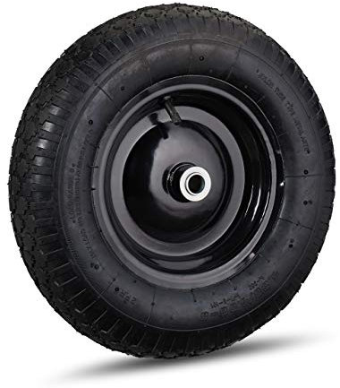 Relaxdays 2X Ruota per Carriola 4.80 4.00-8, ad Aria, Cerchione in Acciaio, con Valvola, Carico Max.120 kg, Nero