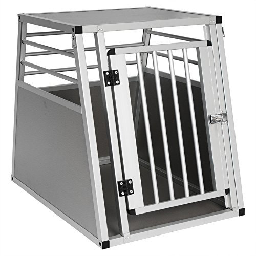 Silber Aluminium Hundetransportbox Haustier Auto Reisezubehör für Hunde, die Transport Laufstall tragen Outdoor,Silber,