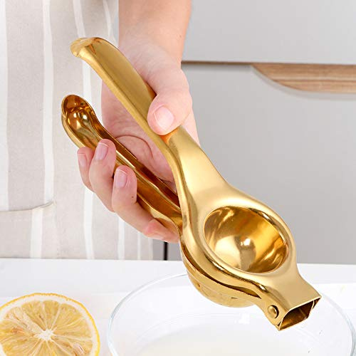 Buyer Star 20.5cm Gold Lemon Squeezer Lime Squeezer Stainless Steel Manual Fruit Squeezer, Citrus Squeezer Orange Juicer Fruit Juice Reamer Handle Press Tool for Juicing Oranges, Lemons