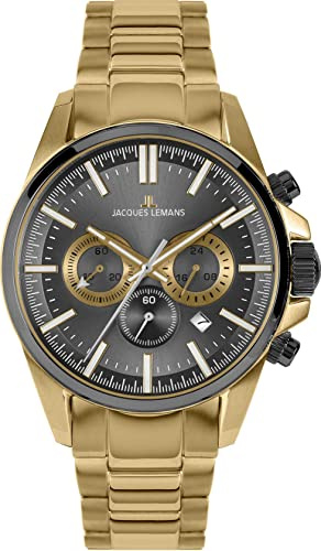 JACQUES LEMANS Herren-Uhren Analog Quarz One Size Gold, Grau 32016880