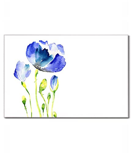 banjado Glas Magnettafel (60 x 40cm) - Magnetwand Glas - Magnetpinnwand als Memoboard - Pinnwand Magnettafel Küche, Büro, Kinderzimmer - Blauer Mohn