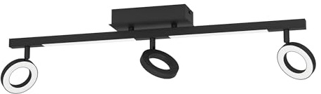 EGLO LED Deckenstrahler Cardillio 2 3-flammige | Deckenlampe mit schwenkbaren Spots, Deckenleuchte aus Kunststoff und Metall in schwarz, Deckenspot warmweiß