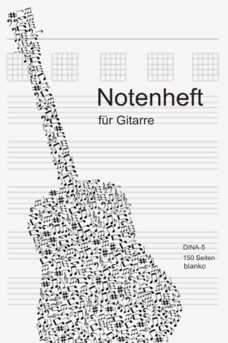 gitarre buch blanko: Notenheft für Gitarre 150 blanko Seiten - Gitarren Tabs Tabulatur Heft: A5 - Tabulatur Heft | Notizbuch | Gitarre Tabulatur Block | Gitarrenheft |