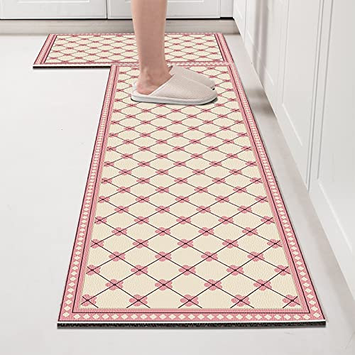 Küchenteppich 40x120 Rosa Blumen Küchenläufer Teppich Für Küche Waschbarer rutschfest Läufer Küchenmatte Weich Und Superabsorbierend Waschbar In Waschmaschine