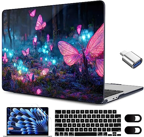 MEEgoodo Für M5/M4/M3/M2 MacBook Air 15 Zoll Hülle 2026 2025 2024 2023, Case Fit Modell (A3448/A3241/A3114/A2941) für MacBook Air 15,3 Zoll, Fantasy Forest