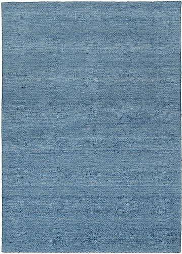 MY-RUG handgewebter Wollteppich 200 x 290 cm aus Reiner Schurwolle | Teppich aus Wolle | Naturteppich Wohnzimmerteppich, robust & pflegeleicht, Oeko-Tex, extra schwere Qualität | Devi Blau
