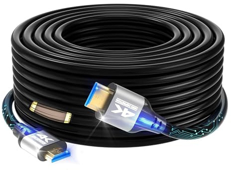 Zazalon 4K HDMI Cable 25m (HDMI 1.4,10Gbps,4K@30HZ) High Speed Extra-Long Cord, Ethernet Audio Return, 2K 1080p 3D for TV, for Blu-ray（Silver-Grey 25 Metert）