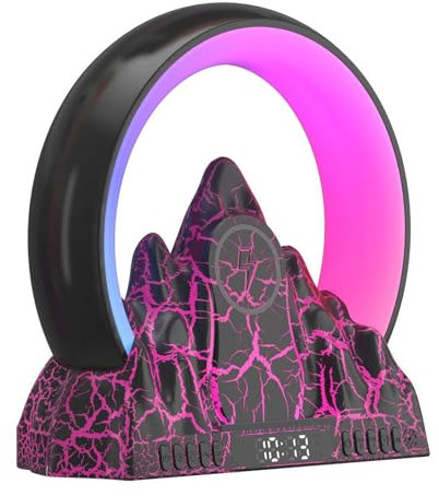 LED Nachttischlampe Mit Ladefunktion 2023 Neue Intelligente lichtwecker Tischlampe Drahtlose Lautsprecher Mit Musiksynchronisierung Dimmbar Nachtlicht für Erwachsene und Kinder ( Color : Black )