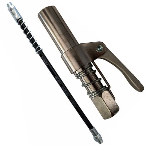 Heavy Duty Grease Gun Kit with Quick Release Lock Coupler and Hose, Single Handle Gear Oil Nozzle for Easy Lubrication, Durable Grease Gun Ends for Secure Locking (Includes Quick Release Coupler)