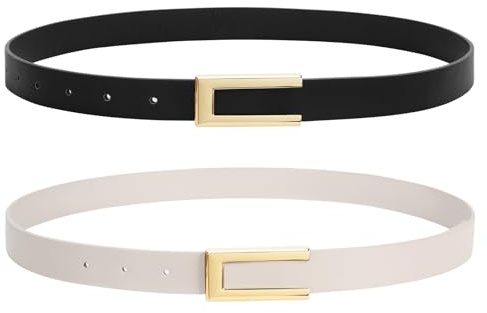 WHIPPY 2er-Pack Ledergürtel Damen Leder gürtel Damengürtel für Jeans Kleider Mäntel mit goldener Schnalle