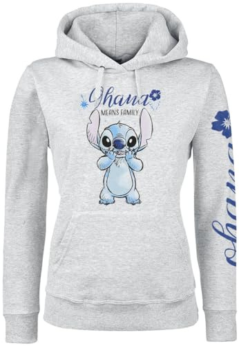 Lilo & Stitch Ohana Mujer Sudadera con Capucha Gris XXL 80% algodón, 20% poliéster Regular