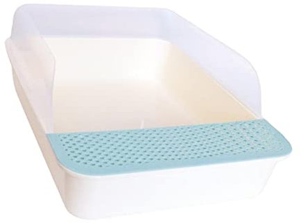 Duiaynke Bac à litière pour chat avec couvercle ouvert, anti-éclaboussures, bac à sable pour petits animaux, lapin (bleu, grand)