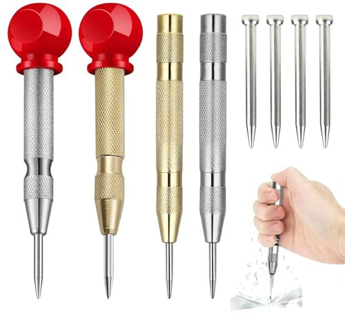 CZAYEFNH Pointeau, 4 PCS centre Perforatrice marqueur Pointe à tracer pour bois, métal, plastique, fenêtre de voiture de comprimés coupe-circuits Outil avec coussin capuchon et réglable Impact